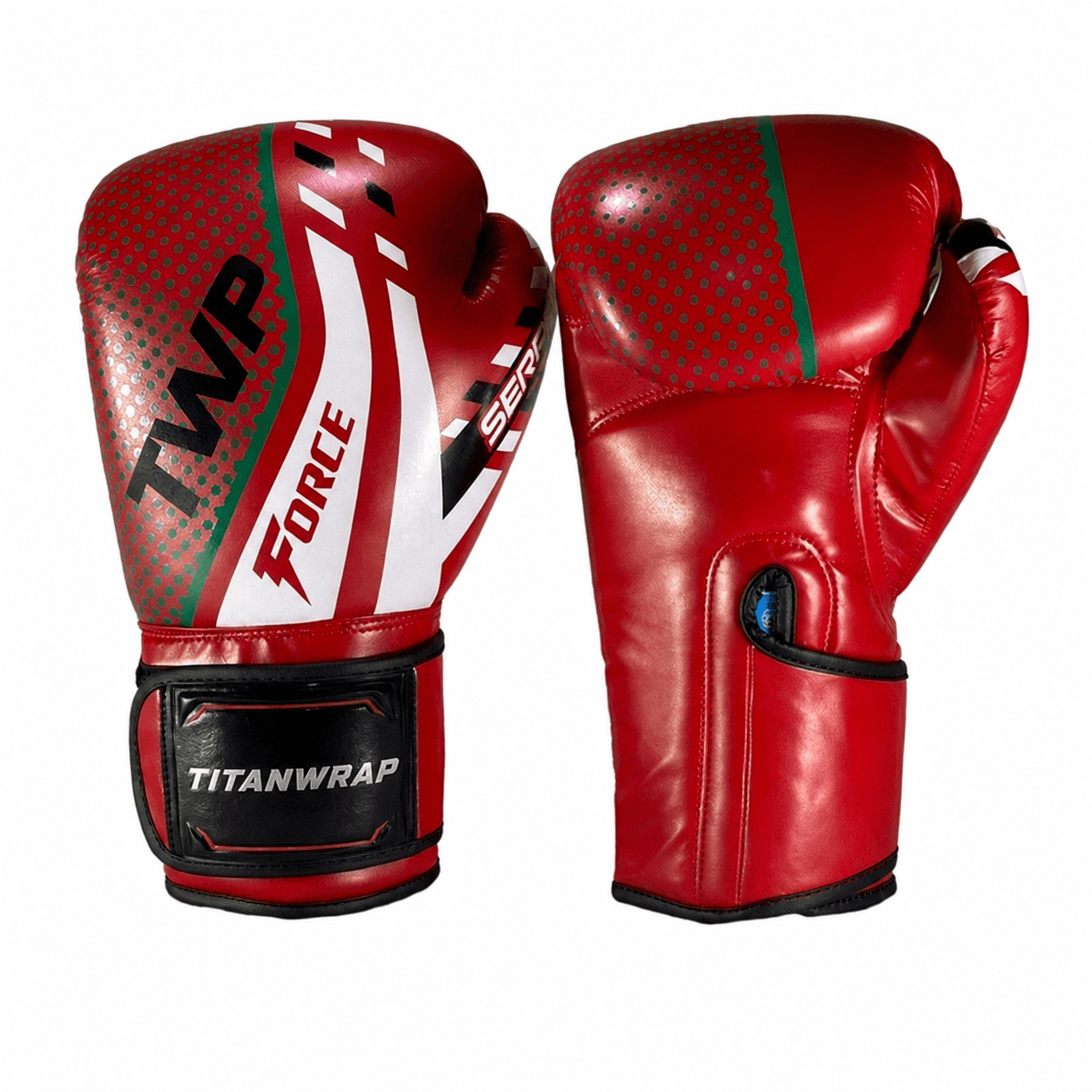 TitanWrap private-label boxing gloves front and back view for glove weight guide